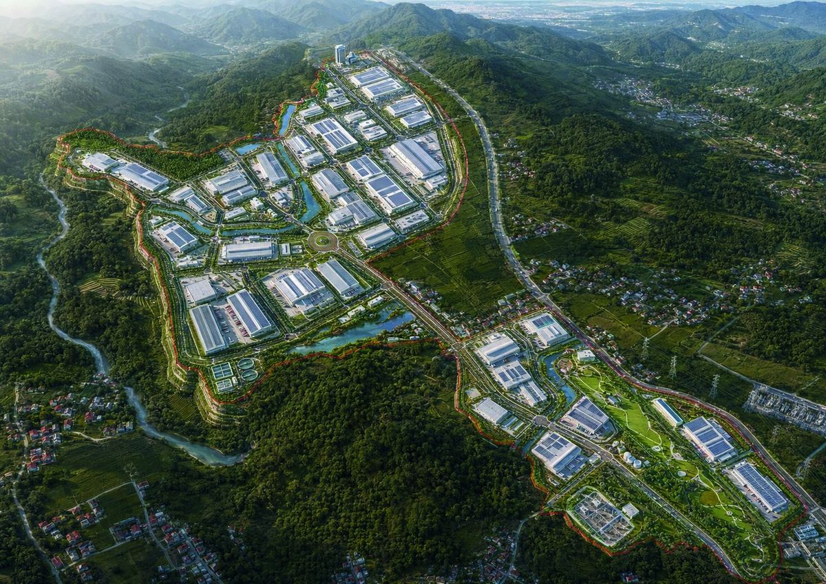 Phối cảnh minh họa Khu công nghiệp Võ Lao nhìn từ trên cao